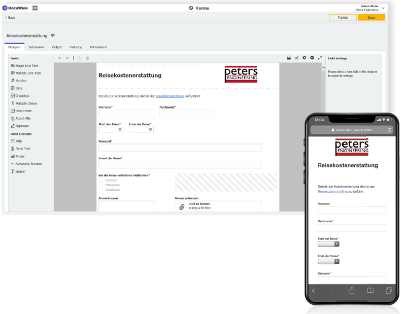 DocuWare-Formular auf dem Smartphone betrachten